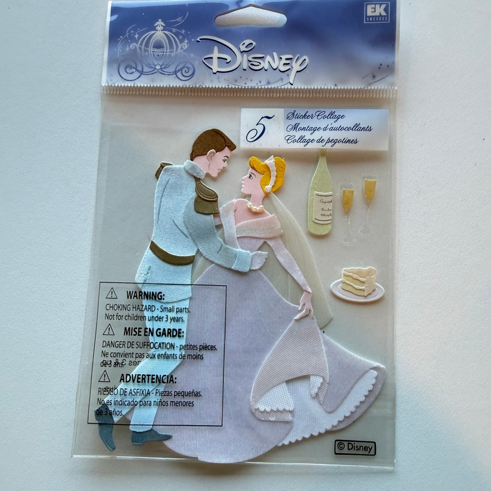 Disney Cinderella Prince Charming Wedding Sticker Collage EK Success DJBP022 NEW